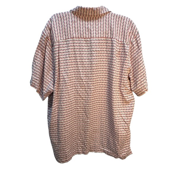 Tommy Bahama Silk Button Up Shirt Mens Size XL Pink Gray Short Sleeve - Picture 2 of 7